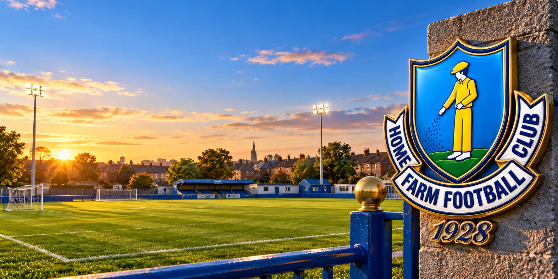 Home Farm Football Club ground and crest