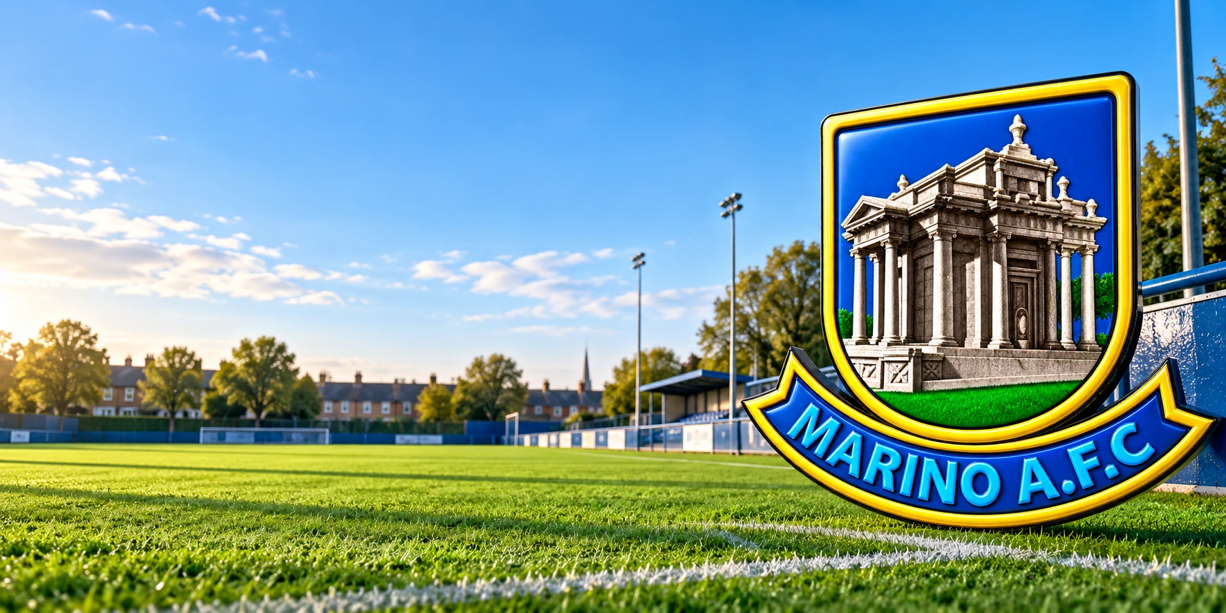 Marino AFC crest at a Dublin community football ground