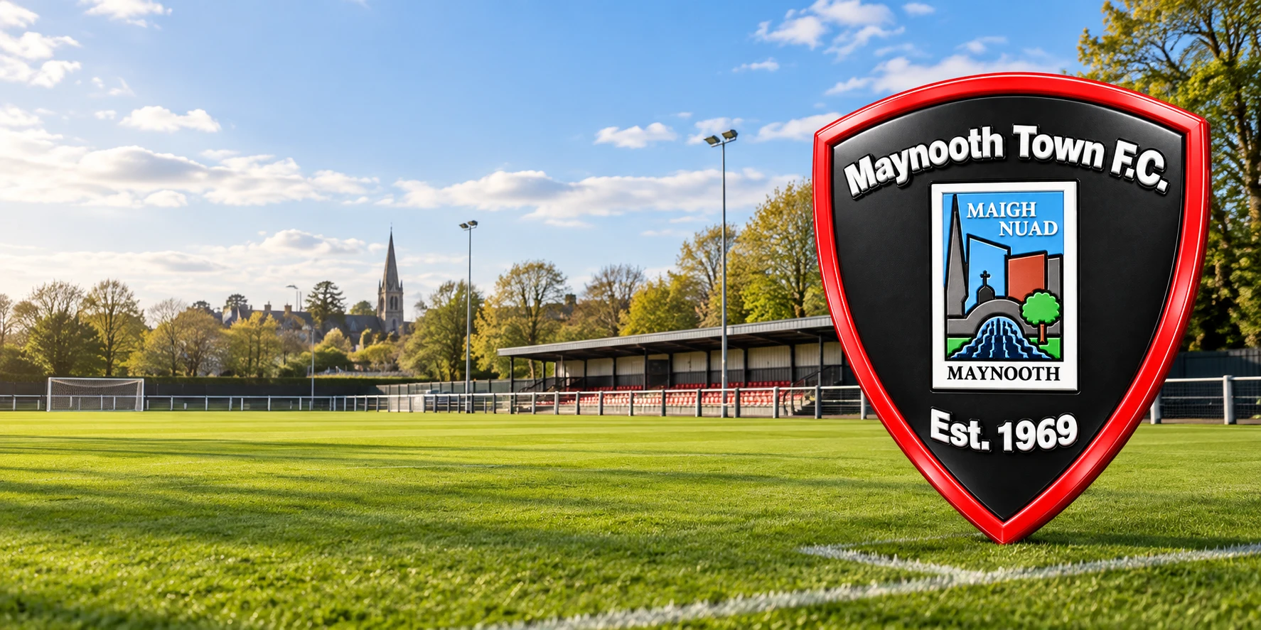 Maynooth Town FC crest at a Maynooth football ground